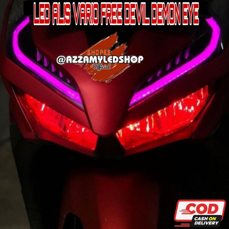 Paket lampu motor DRL alis lampu alis new vario 125 vario 150 tahun 2019 2020 2021 free demon eye devil eye kualitas grade A super terang