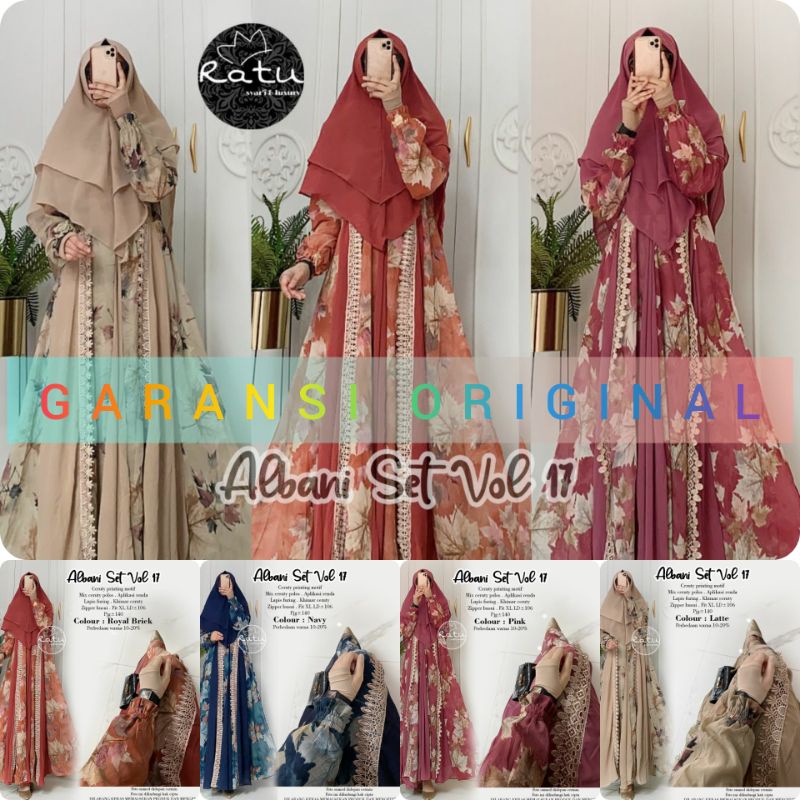 ALBANI SET VOL 17 BY RATU || GAMIS SYARI MOTIF BUNGA ORI RATU BUSUI
