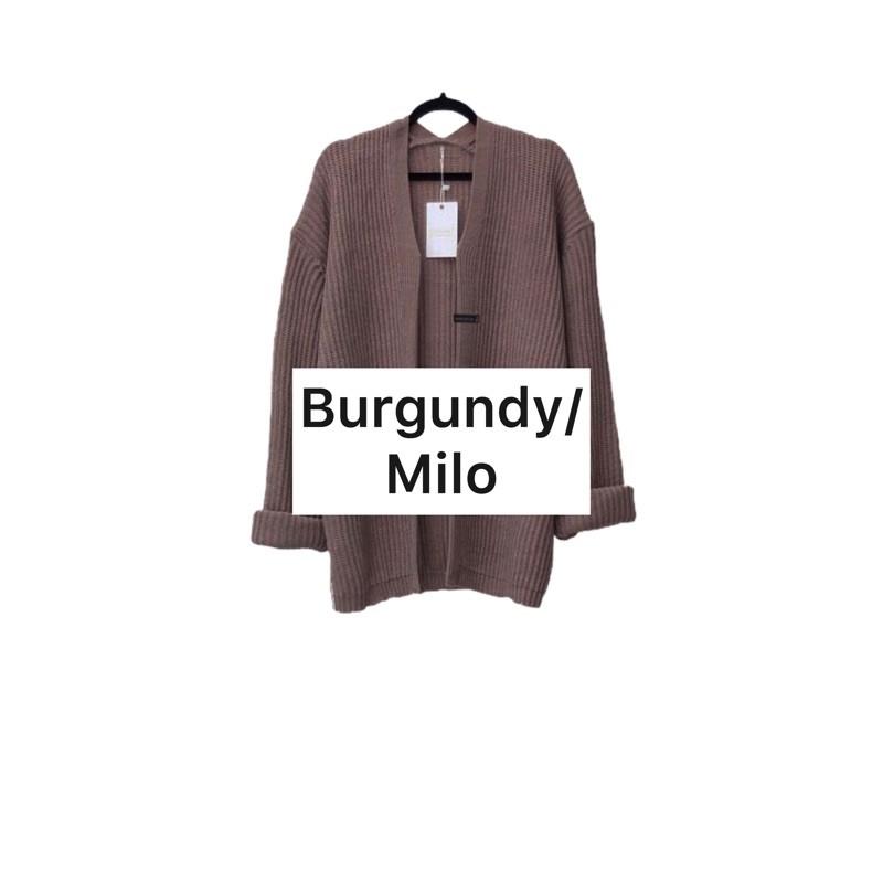 KARDIGAN RAJUT WANITA OVERSIZED / LOOCY POCKET CARDIE OVERSIZED PREMIUM-Burgundy/Milo