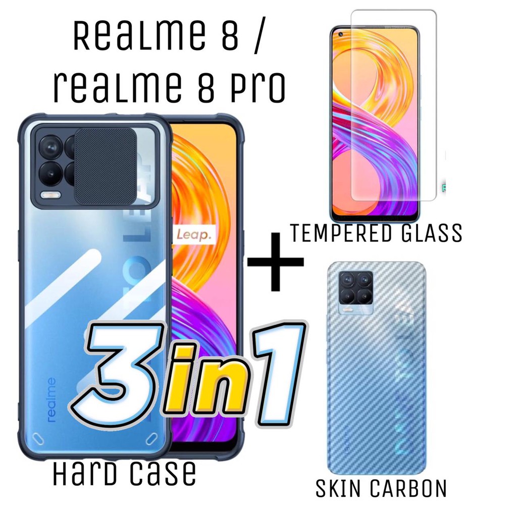 Case REALME 8 / REALME 8 PRO Case Fusion Shield Dan Tempered Glass Clear Dan Skin Crabon Garskin
