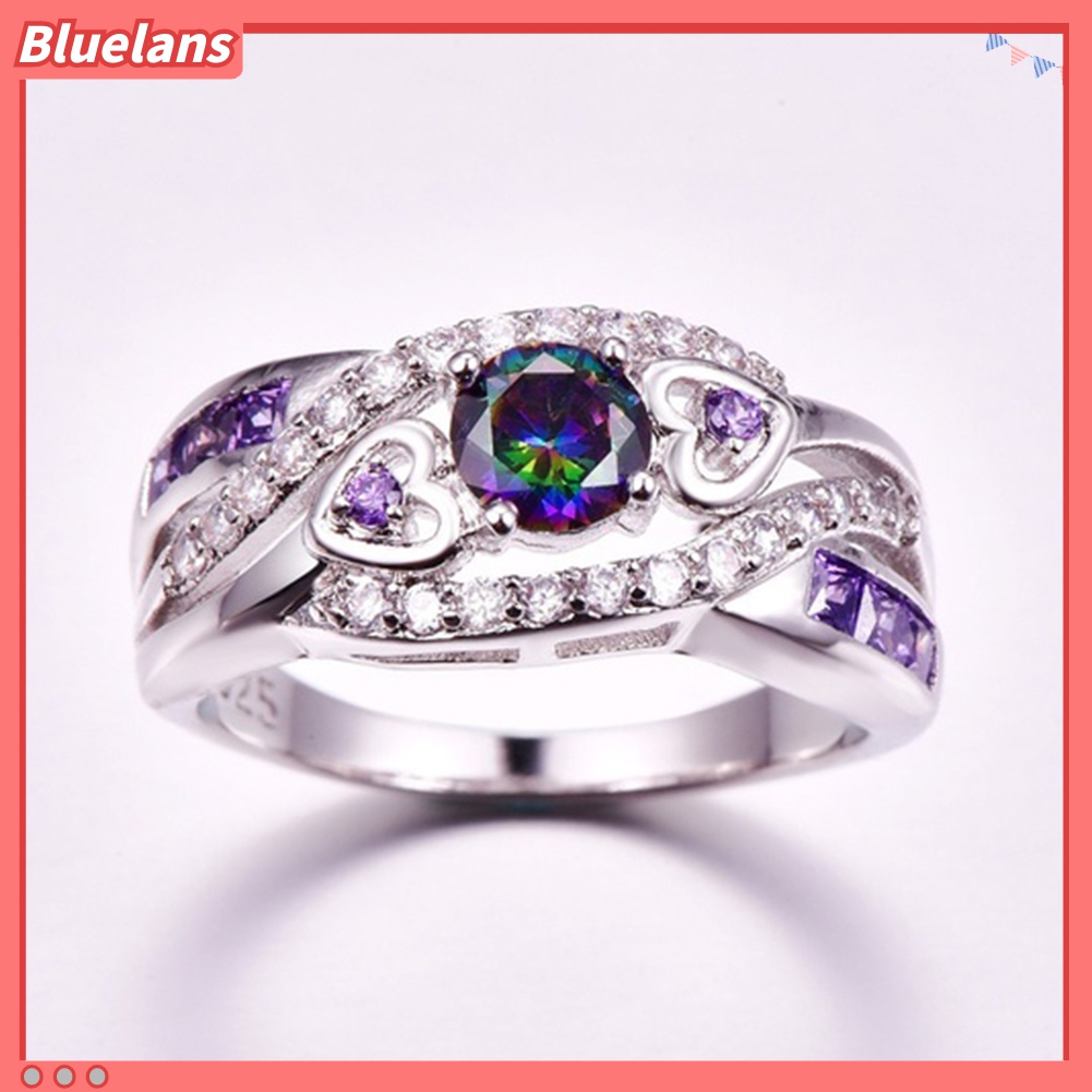 Cincin Jari Bentuk Hati Ganda Bahan Cubic Zirconia Untuk Pernikahan