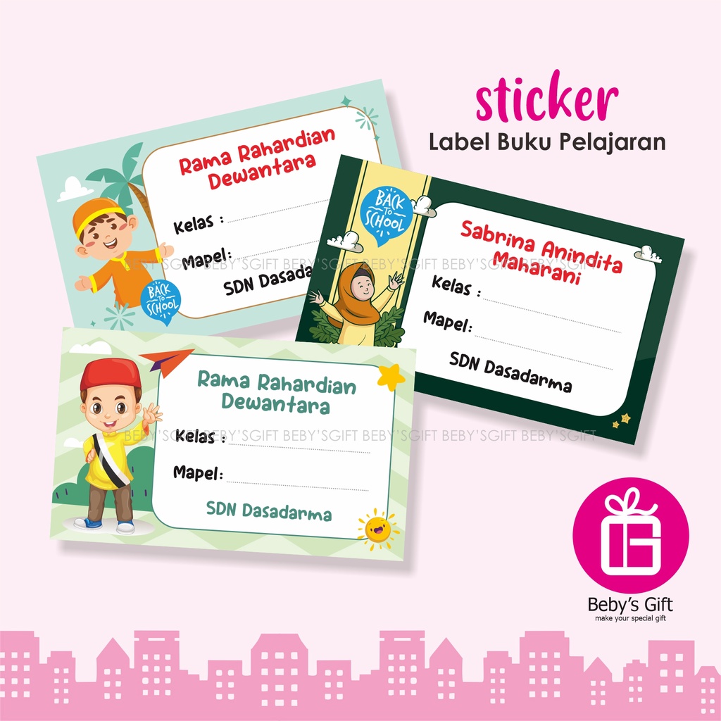 

(55) Sticker Label Buku Pelajaran Anak Tema Muslim Custom Nama Stiker Mapel Sekolah Islam