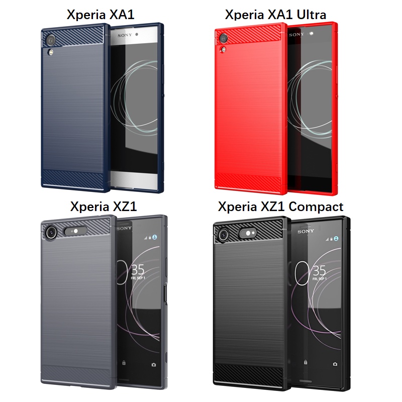 case carbon sony xperia xz3 xz1 xz2 compact   premium xa1 xa2 plus   ultra soft phone case cover cas