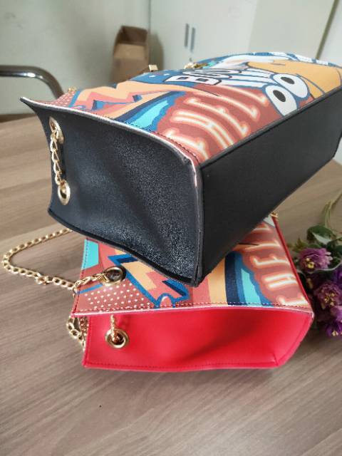 Impor fashion wanita berkualitas baik mencetak 2 in 1 tas messenger harga grosir murah