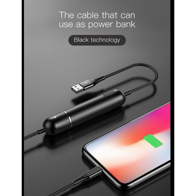 Powerbank 2500mAh 2 in 1 dengan kabel Lightning iPhone CALXU