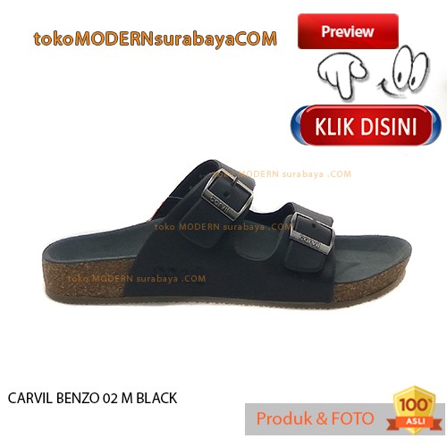 CARVIL BENZO 02 M BLACK sandal pria casual slide