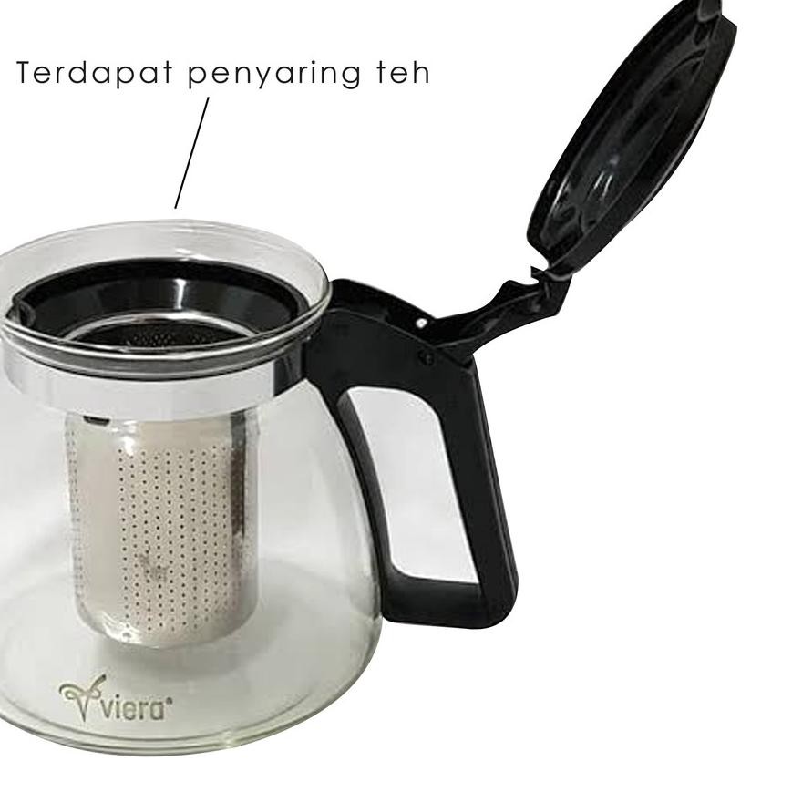 _ AUV TEAPOT / TEKO SET GELAS DENGAN PENYARINGAN BAHAN KACA / 5 IN 1 / DAPAT 1 TEKO DAN 4 GELAS /  L