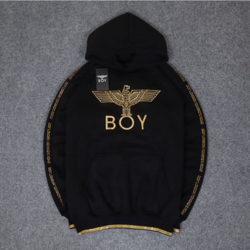Hoodie Boy London Taped Emboired Fulltag Label Pria Wanita