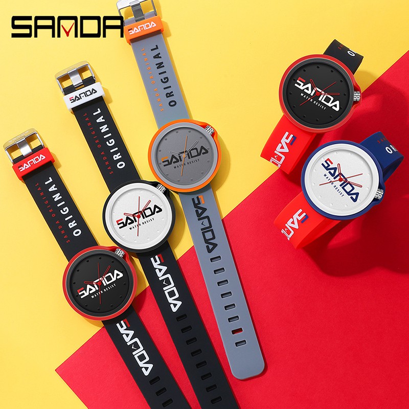 SANDA 3200 Jam Tangan Pria Wanita Analog Tali Silicone Anti Air WATCHKITE WKOS