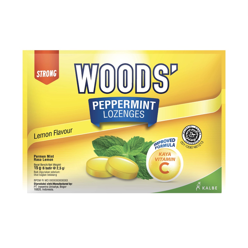 Woods Lozenges Lemon Vitamin C 5x15g Permen Pelega Tengorokan