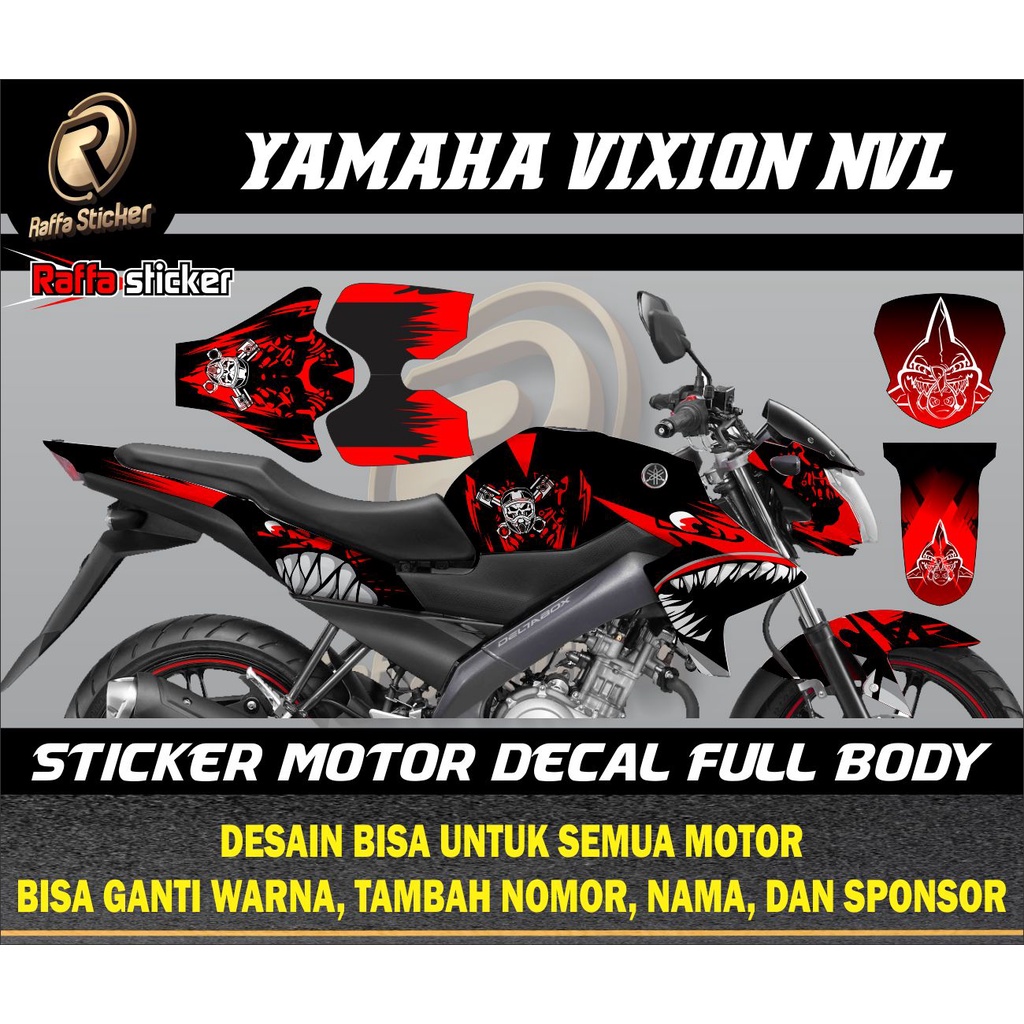Sticker decal VIXION NVL FULL BODY, Decal Sticker VIXION NVL Full body Sticker VIXION NVL shark hiu