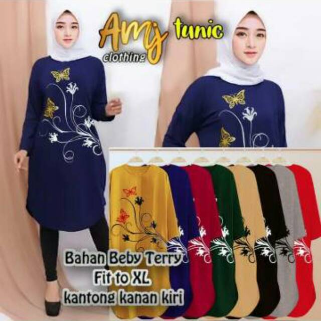 Baju Atasan Wanita Tunik Perempuan Motif Bunga XL