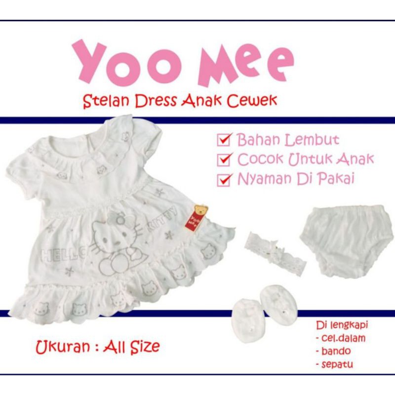 Stelan dress set putih anak 3-6bulan