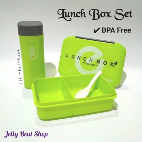 Kotak tempat makan lunch box sekat bpa free tedemei hijau green