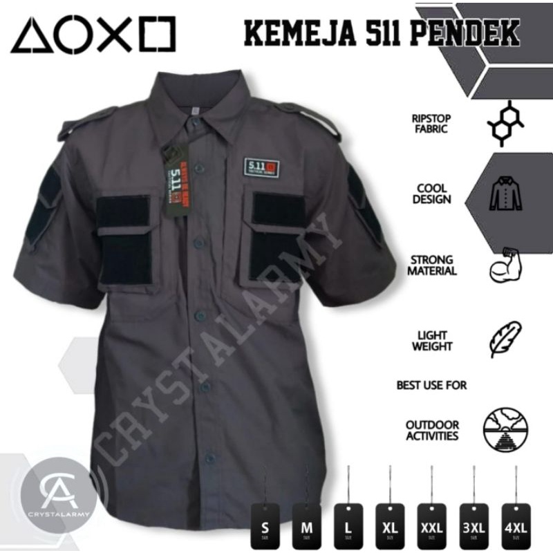 kemeja Tactical 5.11 pendek | Baju Kemeja Taktikal Lapangan | Polisi | Army