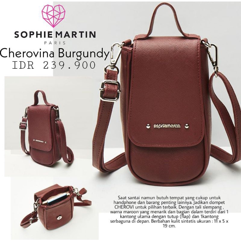 TAS DOMPET HP CHEROVINA BURGUNDY MARON  SOPHIE PARIS