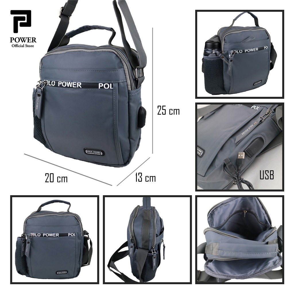 POLO POWER Tas Selempang Pria Tas Ipad USB Sling bag Import Tas Slempang Trendy Pria Waterproof