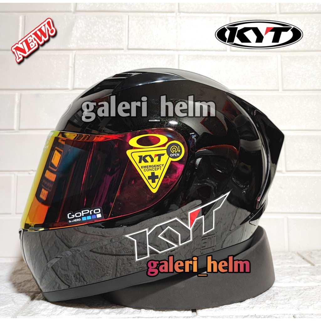 NEW PAKET GANTENG HELM KYT R10 HITAM GLOSSY SPOILER 3D | FULL FCE