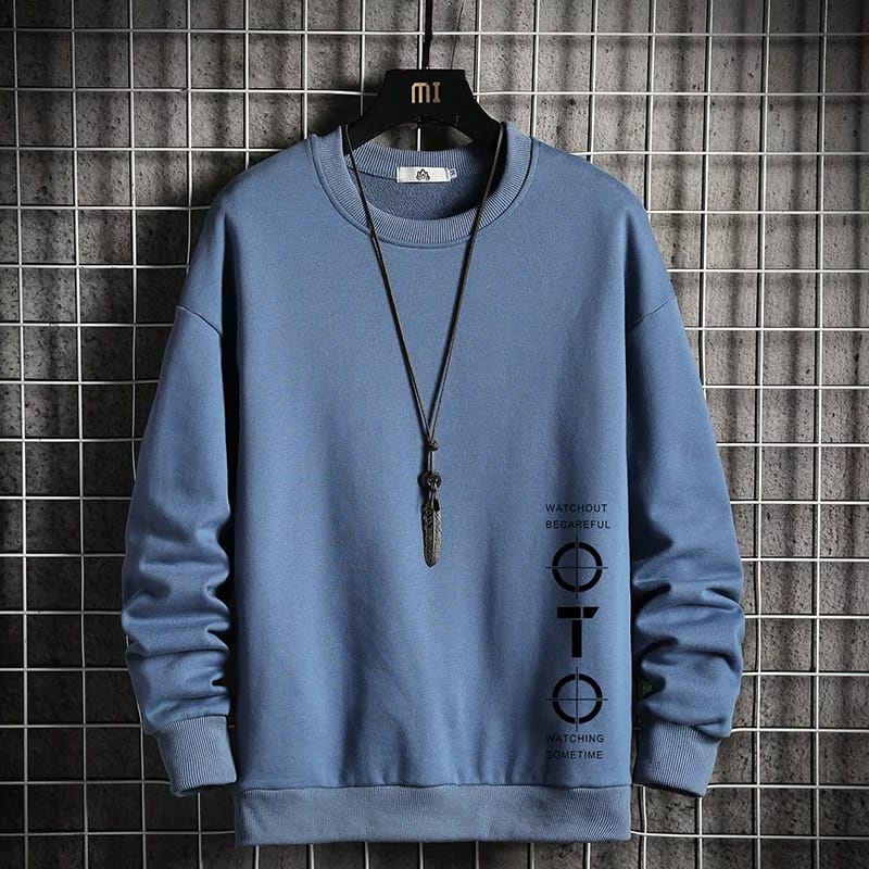 Sweater Crewneck Pria - WATCHOUT OTO -  Sweatshirt basic style bahan flece