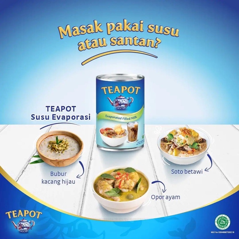 Teapot Evaporated Milk 390 gram susu evaporasi