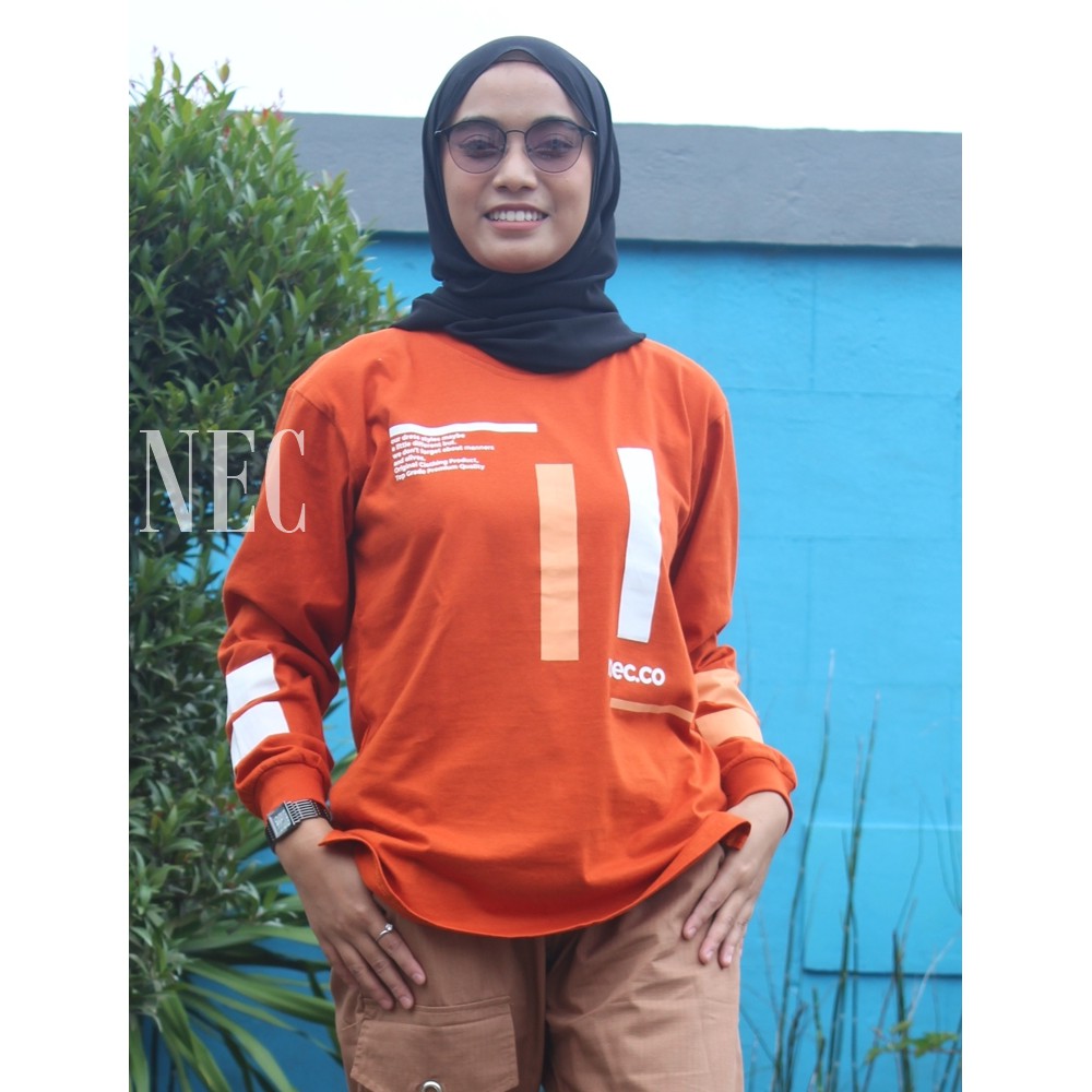 Atasan Wanita Kaos Lengan Panjang NEC Brick  Modis