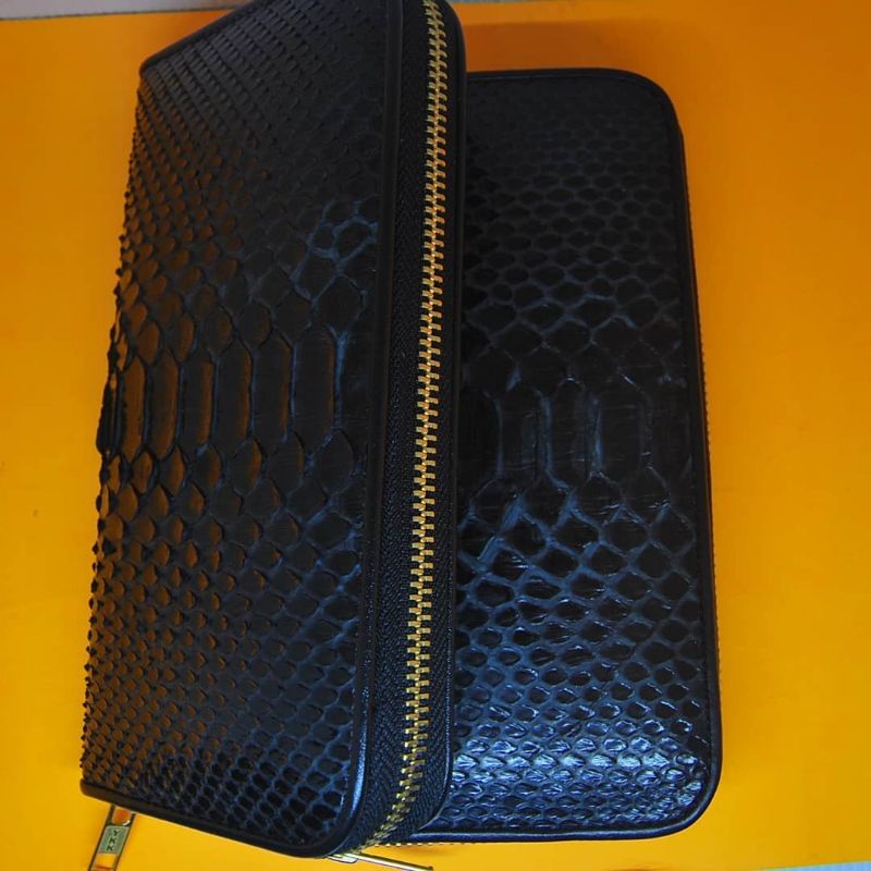 Dompet wanita single Rits kulit ular