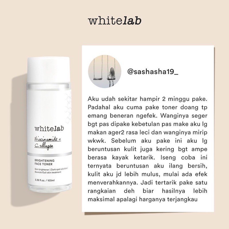 [ORI] Whitelab Brightening Face Toner Melembabkan Membersihkan Kotoran di Wajah serta Mengangkat Minyak Berlebih &amp; Menyegarkan Kulit - 100 ML BPOM