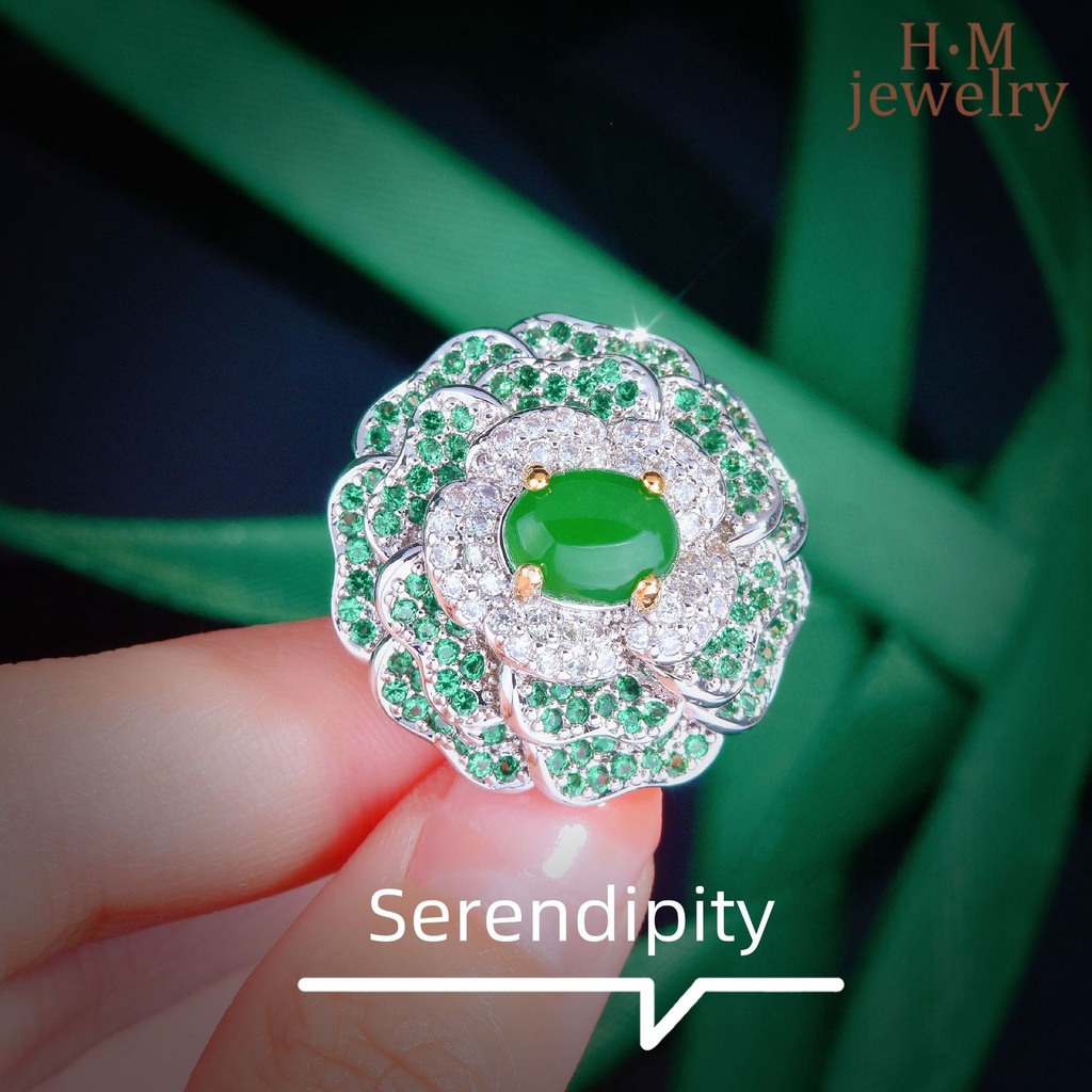 Cincin Sterling Silver 925 Model Terbuka Dengan Batu Emerald Warna Warni Untuk Wanita