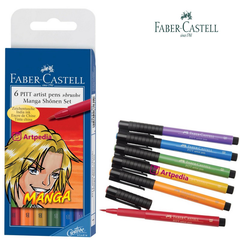 

FABER CASTELL 6 PITT Artist Pens Brush Manga Shonen Set