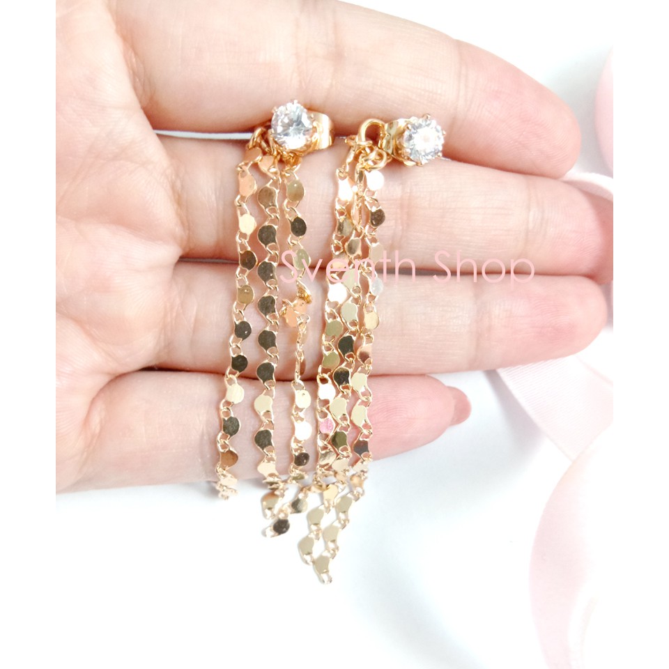 Xuping Anting Tusuk Jurai Sisik Mata Satu Lapis Emas