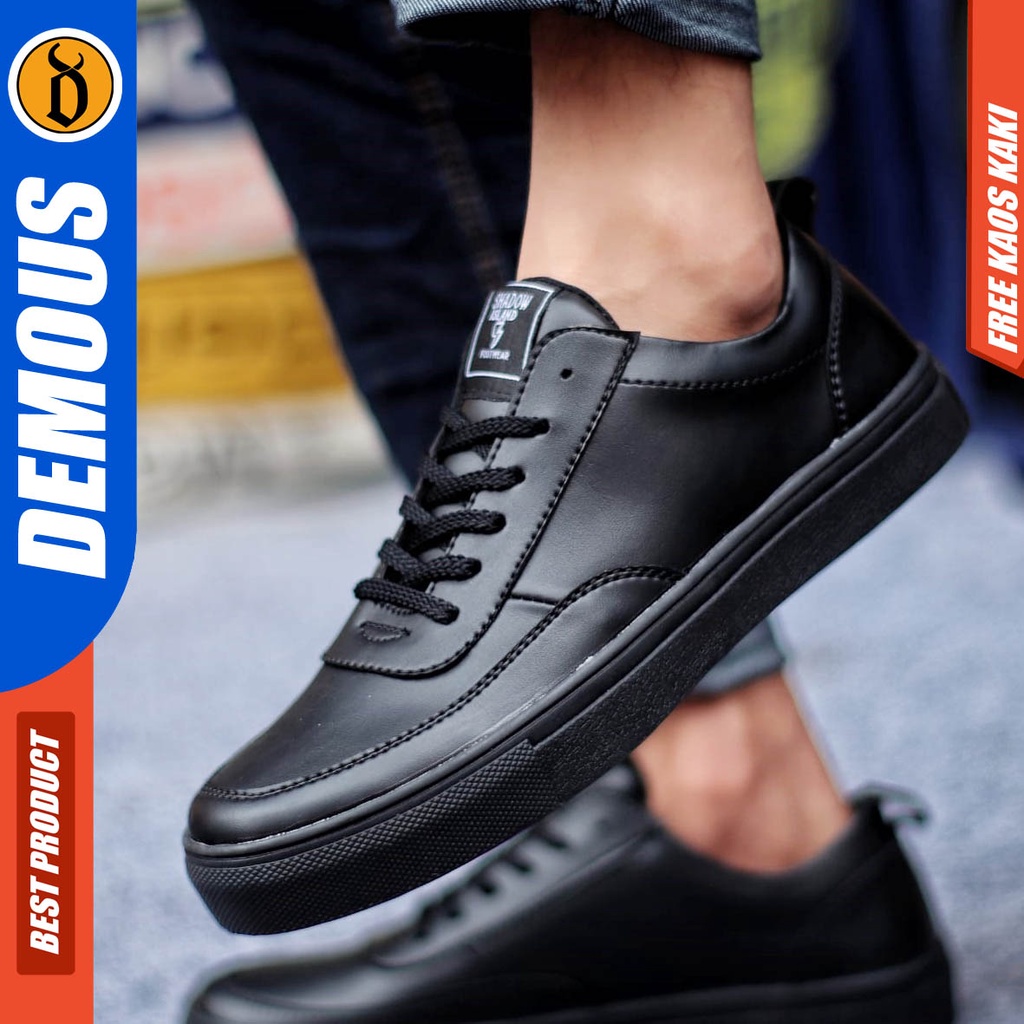 Demous Sepatu Kasual Pria Casual Sneakers Kulit Pu Kerja Hitam Coklat Rover