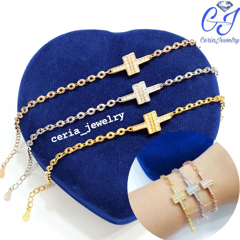 Gelang Perak Asli Silver 925 Lapis Emas Model Emas / Gelang korea - Perhiasan Perak Wanita