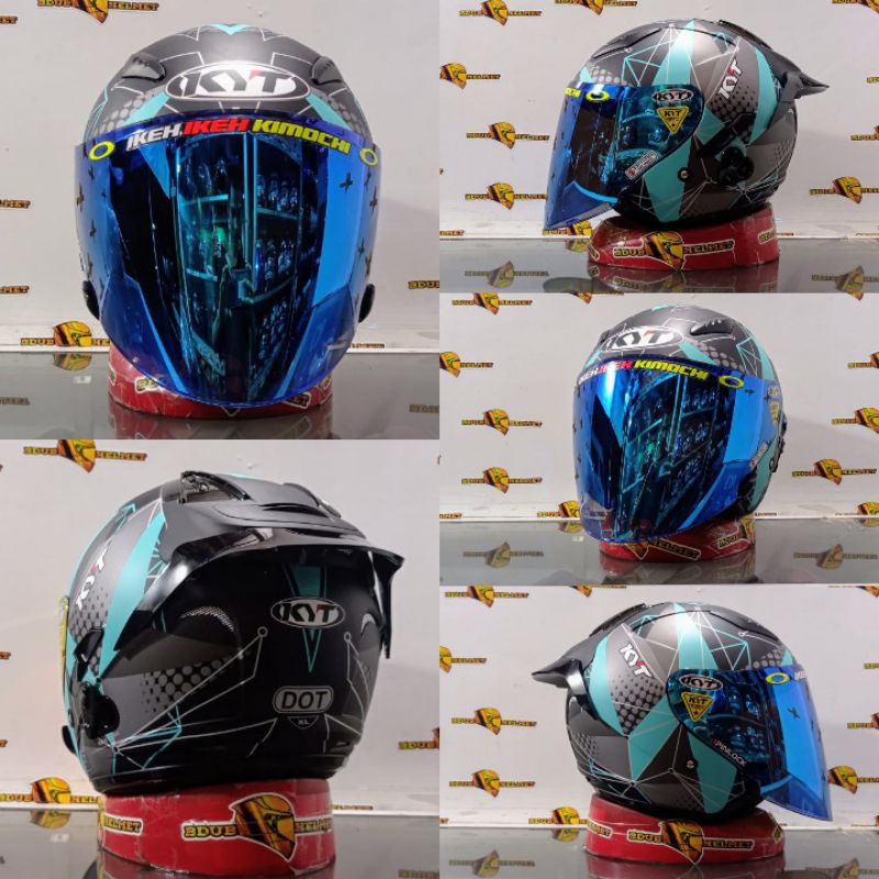 HELM KYT GALAXY FLAT R MOTIF#5 AQUA BLUE/PAKET GANTENG 100%ORIGINAL SNI-DOT-BLUE DOFF/VENOM/BLUE