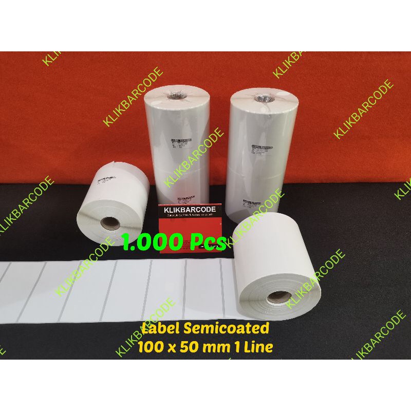 

LABEL BARCODE 100 X 50 (1 LINE) KERTAS STICKER LABEL SEMICOATED 100x50 - Isi : 1.000pcs
