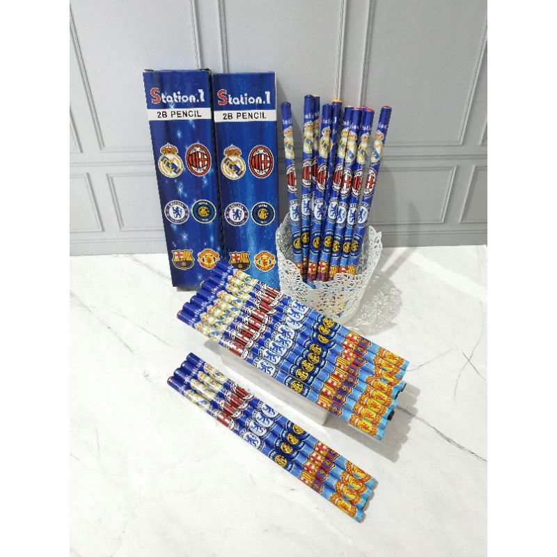 (12pc) pensil bola 2B/pensil karakter/pensil sepak bola/pensil karakter/pencil ball-2