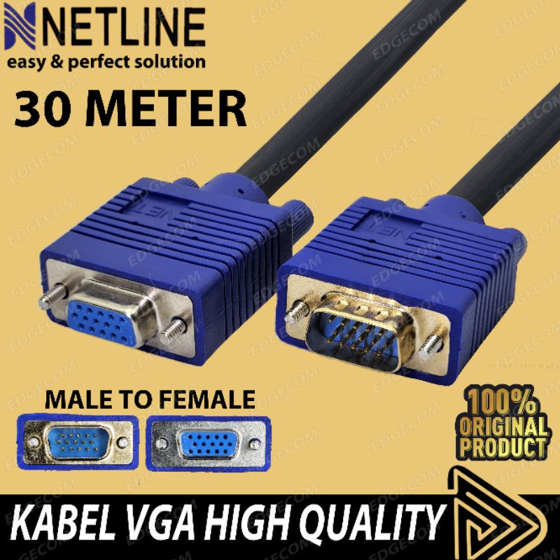 NETLINE Kabel VGA Male to Female 30 Meter HIGH QUALITY