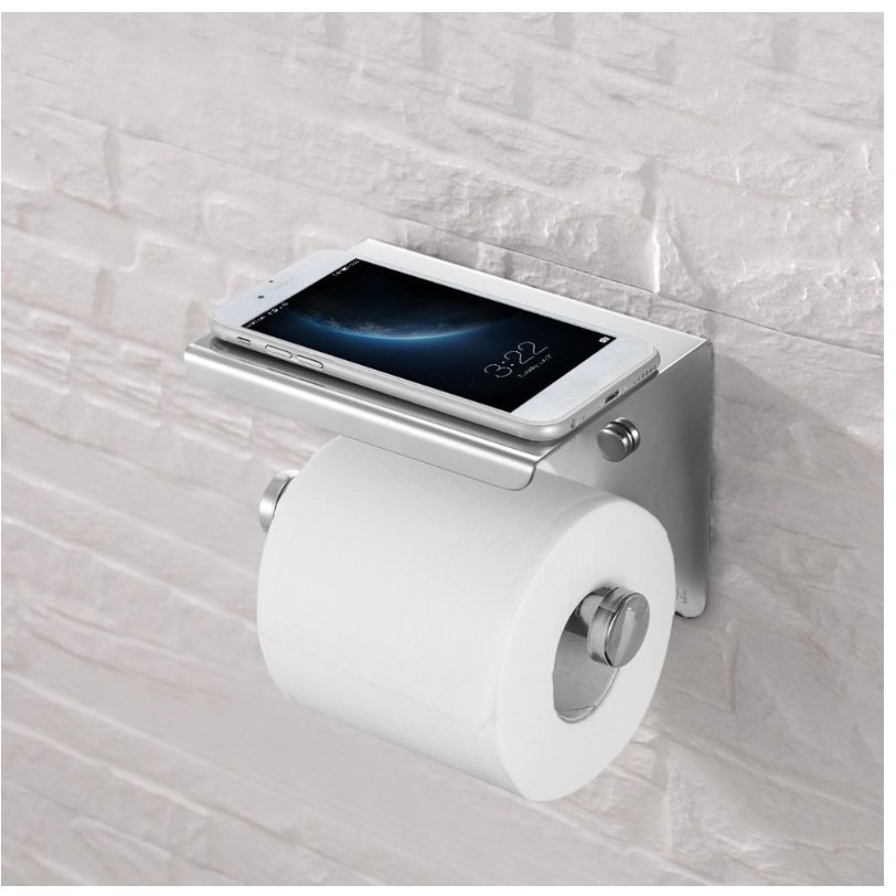 Tempat Tisu Toilet Stainless Tissue Gulung Roll Handphone HP Holder