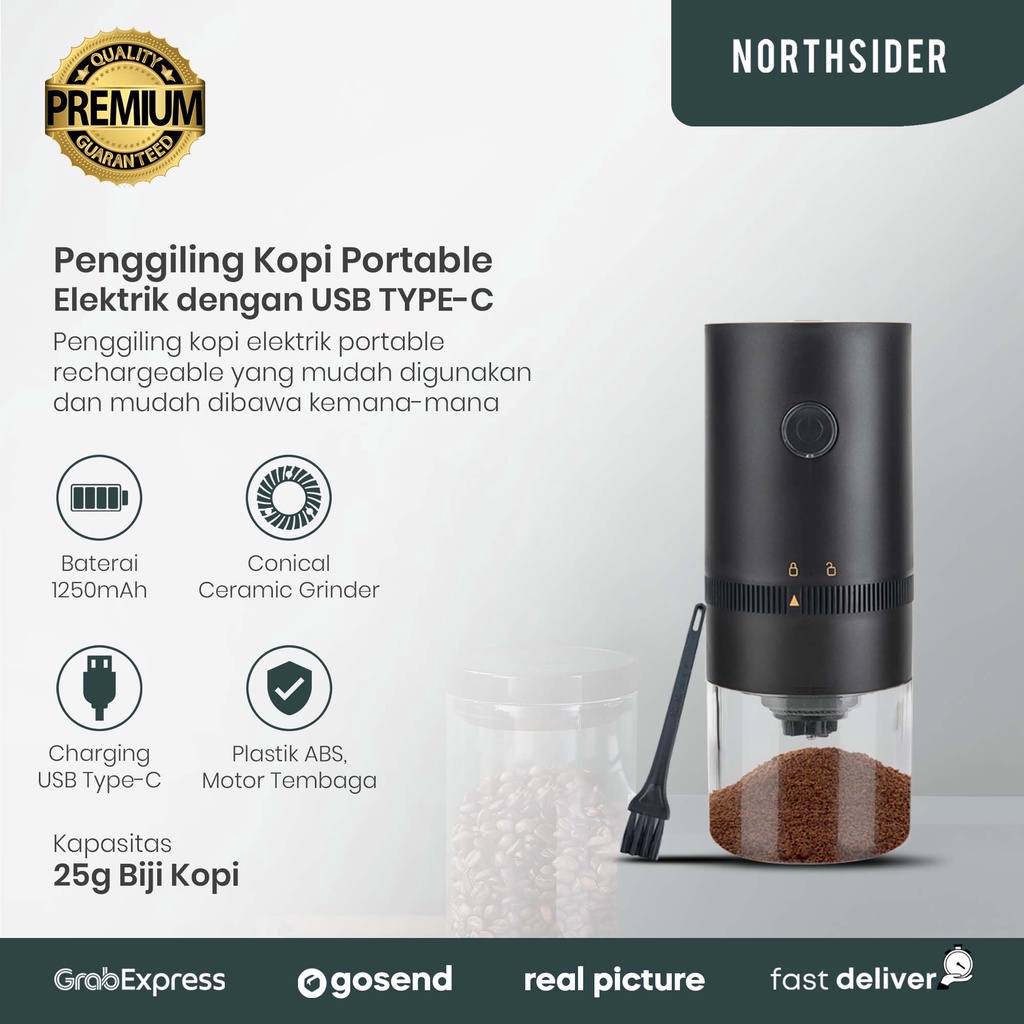 COFFEE GRINDER ELECTRIC PENGGILING KOPI PORTABLE ELEKTRIK USB TYPE-C