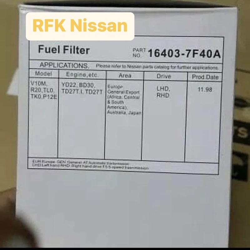 Filter Solar Nissan Navara D40 OEM