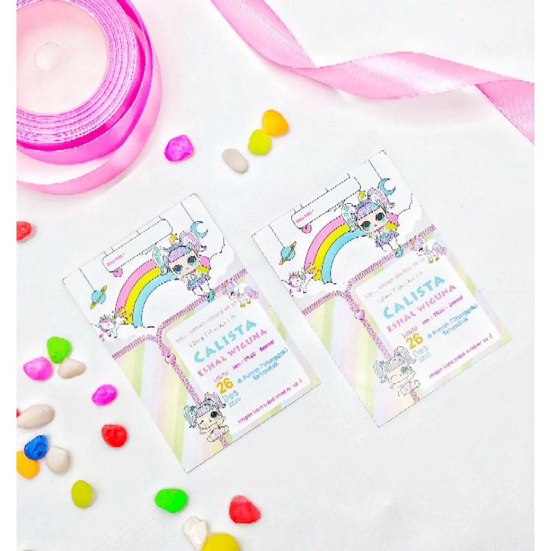 Undangan Ultah anak Lol surprise unicorn