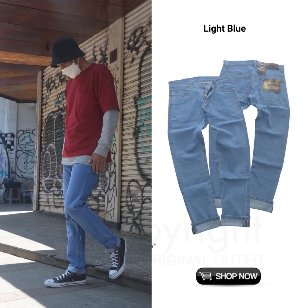 Celana Jeans Pria panjang Skinny Slim Fit Pensil Original Outfit