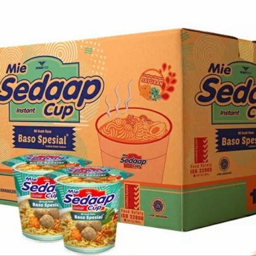 Jual Noodles Mie Instant Sedap Kuah Baso Spesial Cup Kemasan Dus Isi 12