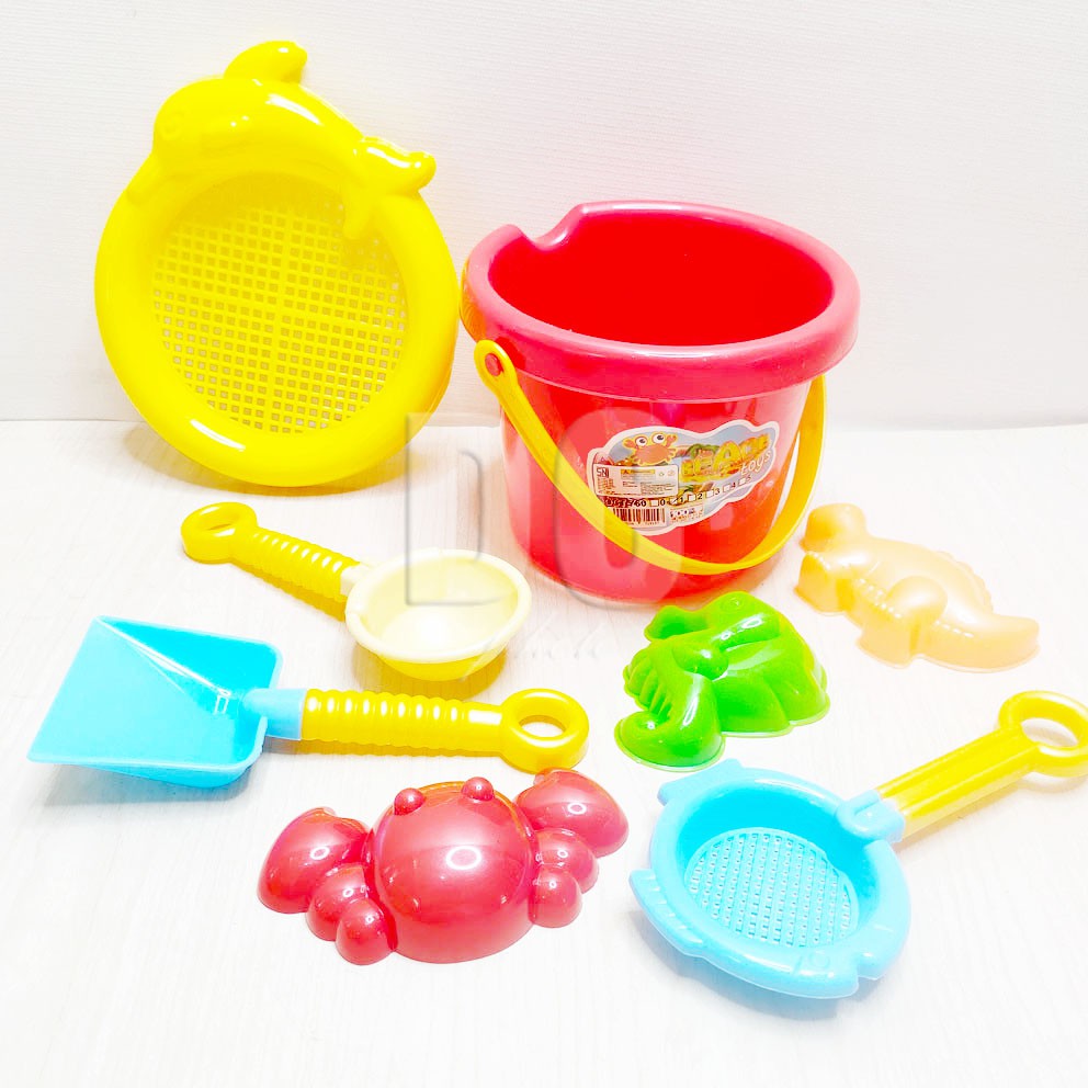 Beach Toys 7601 Warna RANDOM Mainan Ember Pasir Pantai Kinetik Cetakan Sekop Saringan