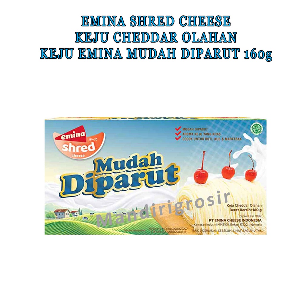 Keju Cheddar Olahan * Emina Shred Cheese * Keju Mudah Diparut * 160g