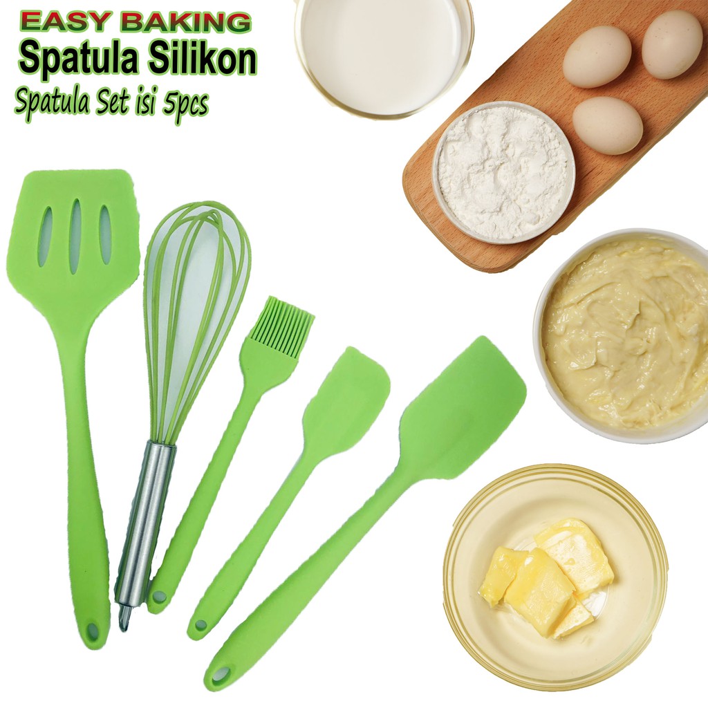 Spatula Silicone / Baking Props / Spatula Set isi 5pcs / Warna Random