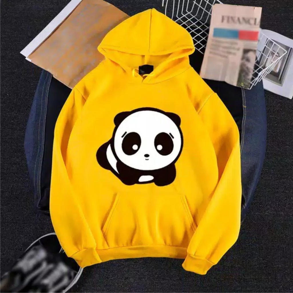 FenishaStore Sweater Hoodie Wanita Kekinian Kantong Depan PANDA BLOK Bisa Bayar Ditempat COD