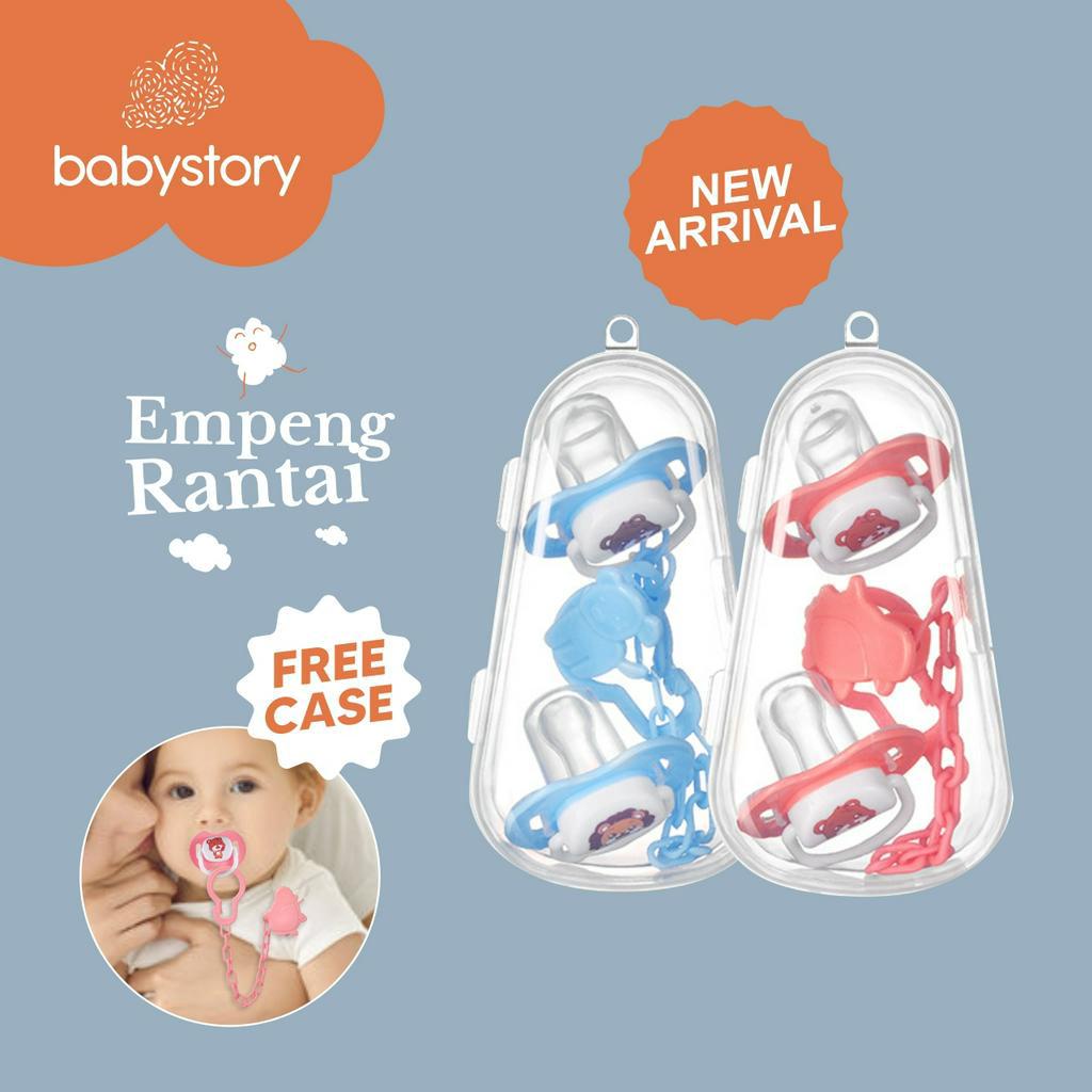 Empeng Dot Bayi Dengan Tutup dan Klip Rantai Penjepit Baby Pacifier empeng bayi