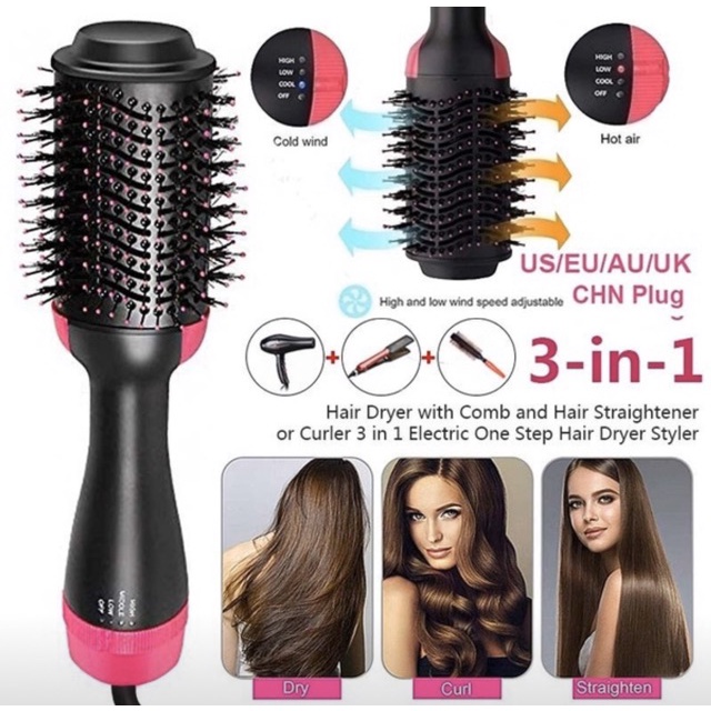 Hair Dryer And Styler Hot Air Brush 3in1 5250 Alat Pengering, Pelurus, &amp; Pengeriting Rambut Murah / Sisir Pengering Rambut 3in1