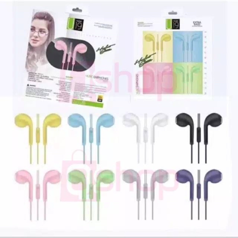 Handsfree Headset Music Angel U19 Macaron Mate Color Hifi Extra Bass Earphone AK Earphone Macaron Glossy Hi Fi Stereo Super Bass