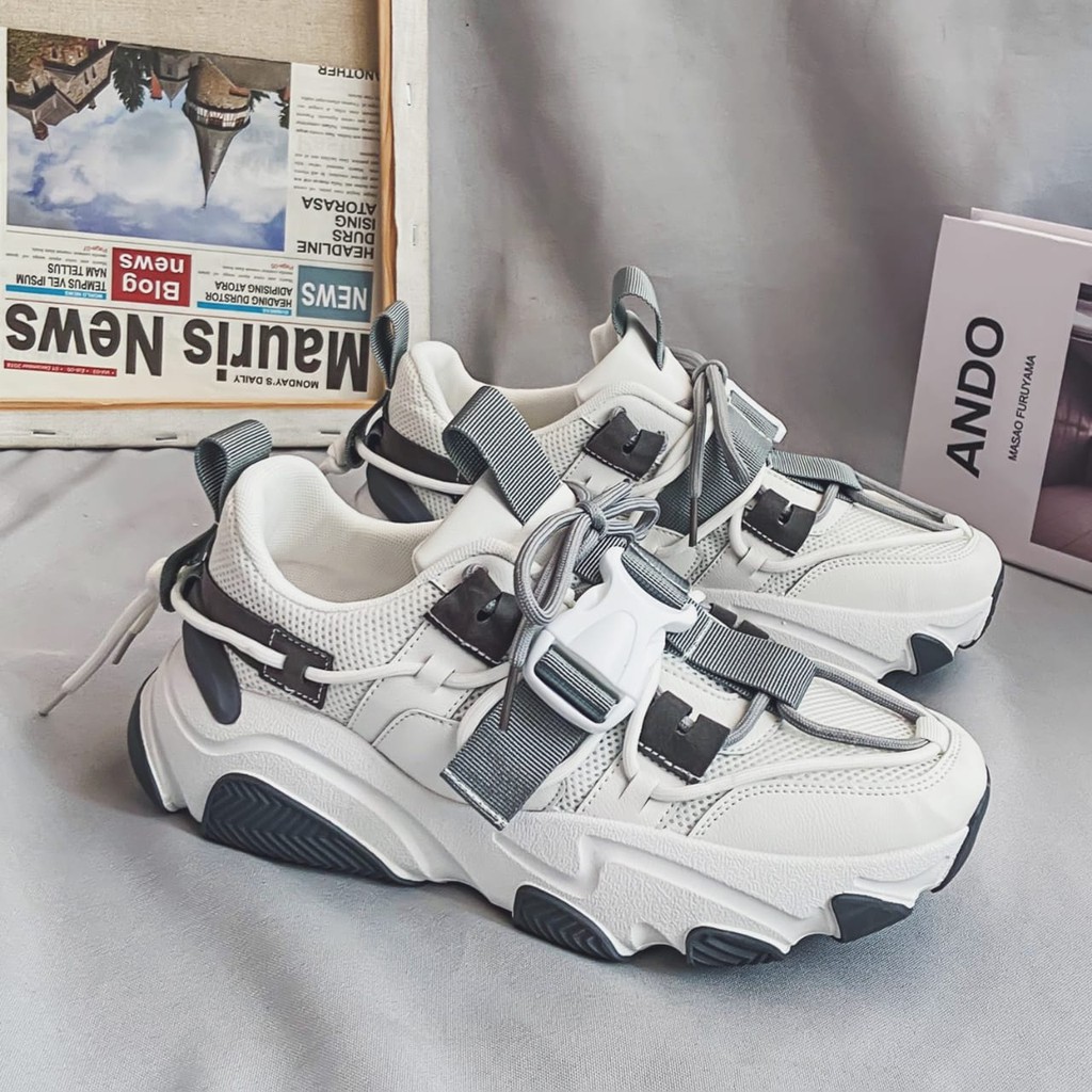 TBIG [COD] Sepatu Sneakers Pria STRAPMEN Sepatu Import Murah Pria Sekolah Kuliah Kerja